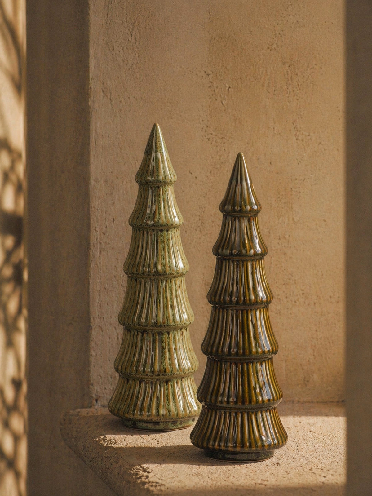 Set de 2 Árboles de Navidad de Gres Verde – 31 cm