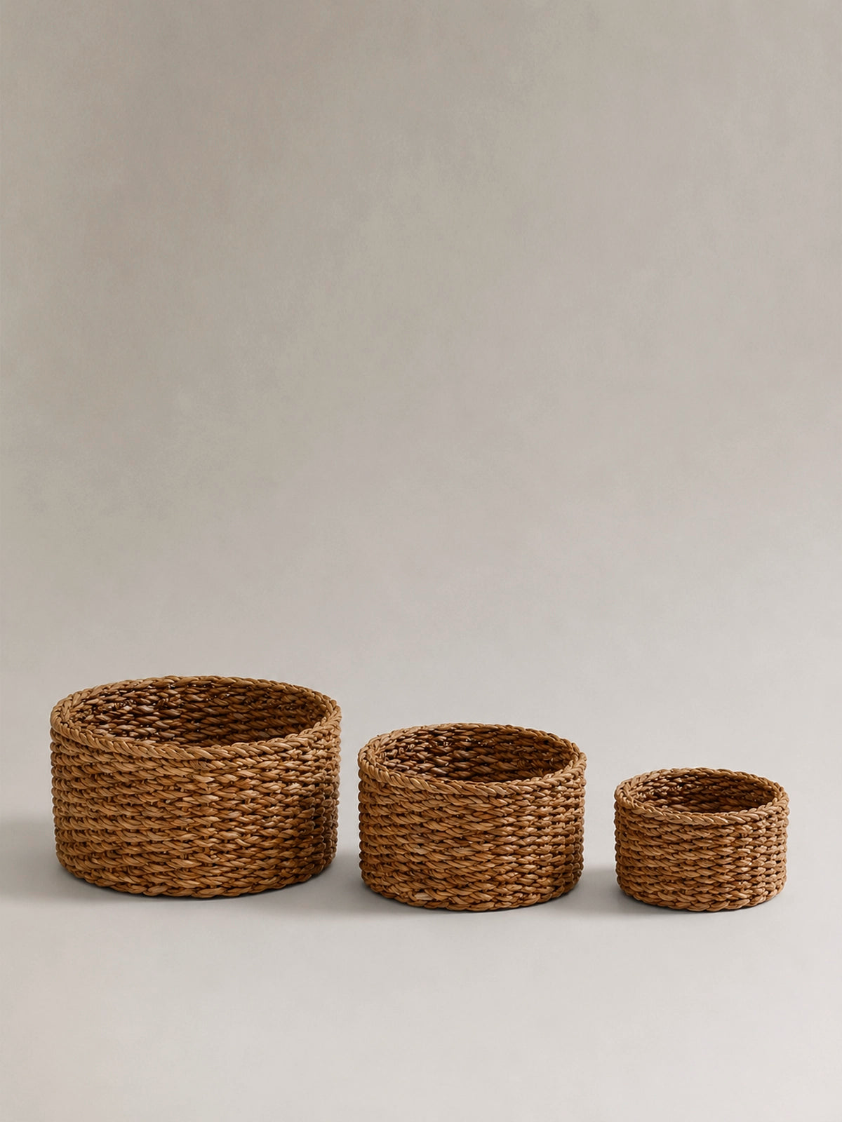 Set de 3 Cestas de Fibra Natural | Cestas Decorativas de Almacenaje