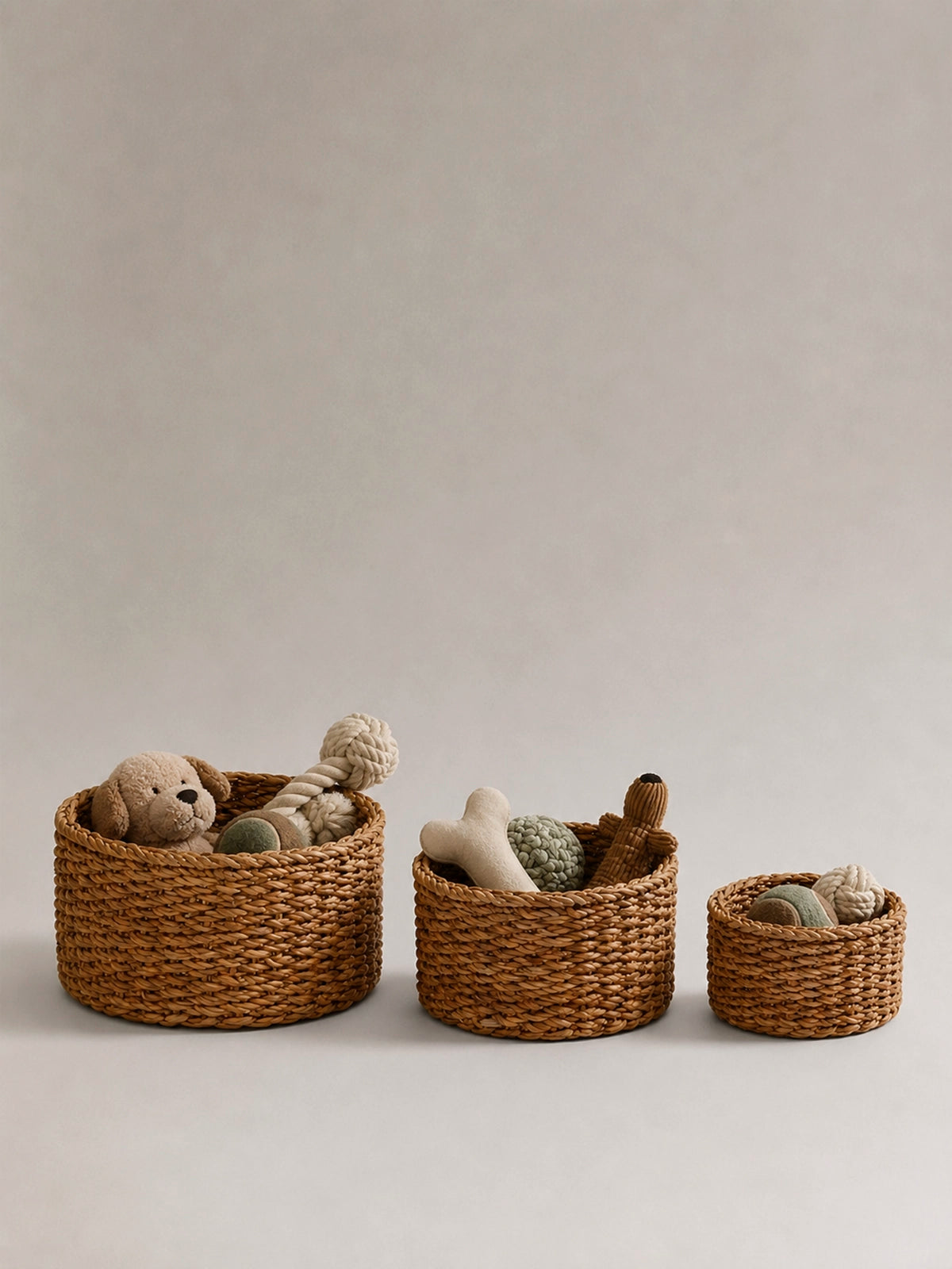 Set de 3 Cestas de Fibra Natural | Cestas Decorativas de Almacenaje