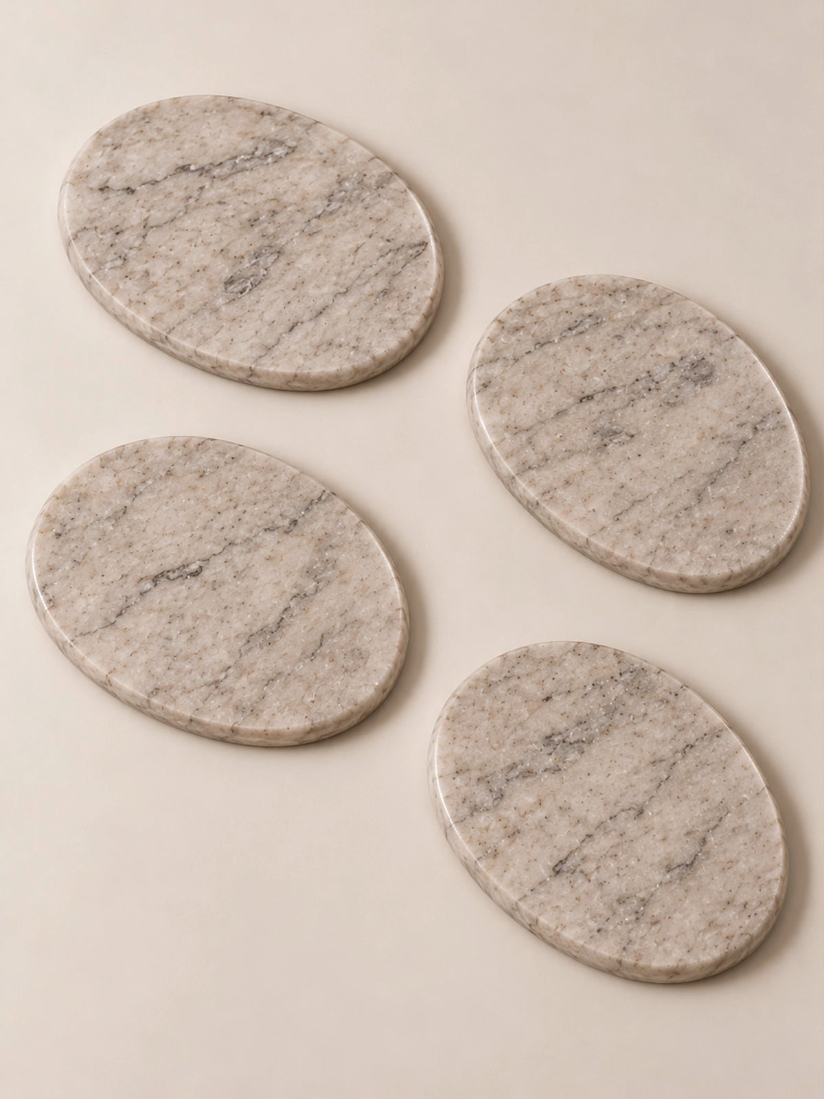 Set de 4 Posavasos de Mármol Siena – Beige 12 × 9 cm