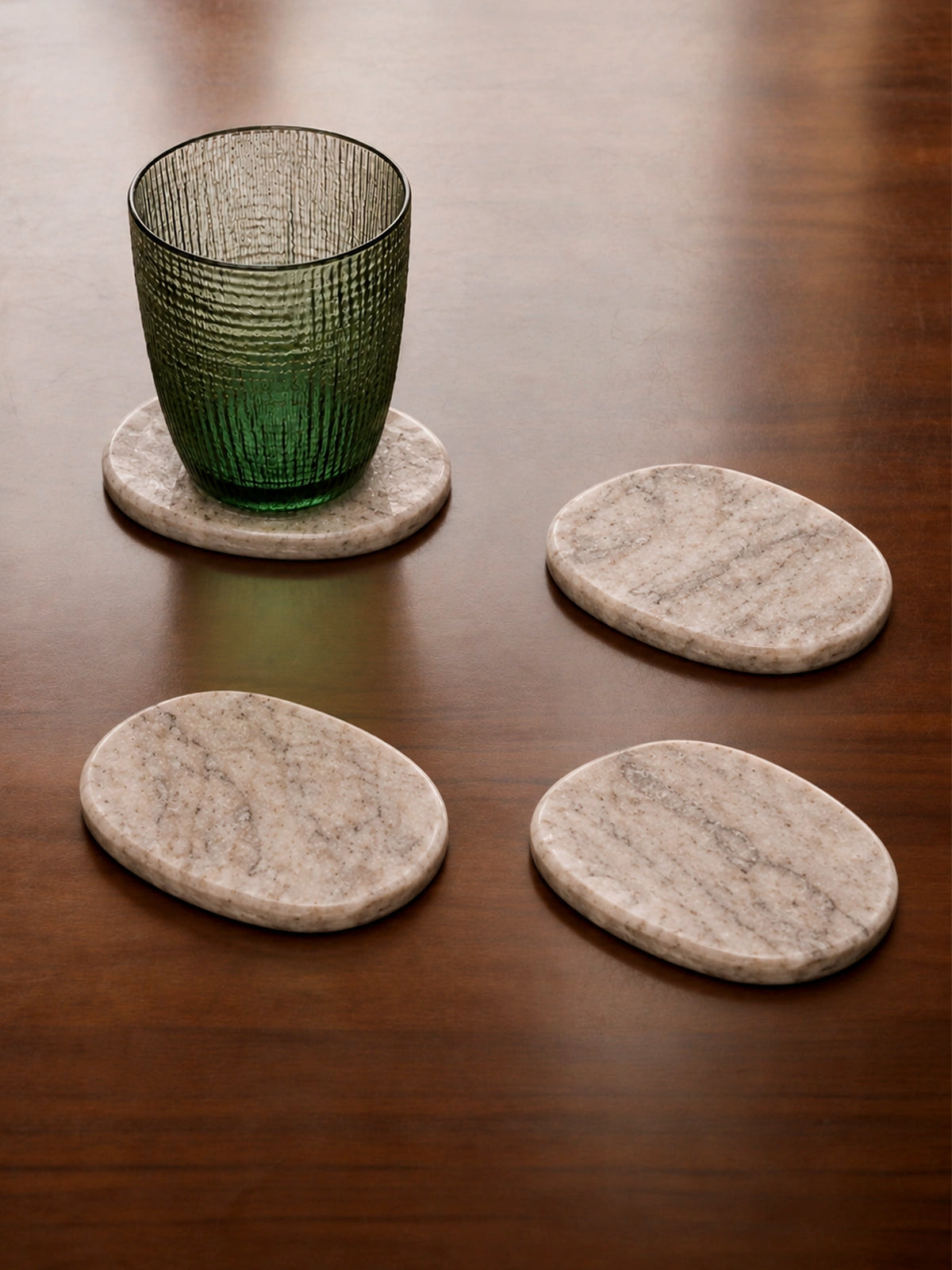 Set de 4 Posavasos de Mármol Siena – Beige 12 × 9 cm