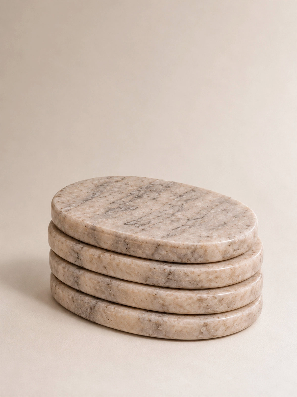 Set de 4 Posavasos de Mármol Siena – Beige 12 × 9 cm