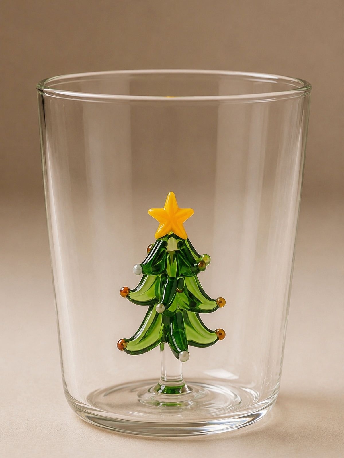Set de 4 Vasos de Cristal Navideños con Figuras en Relieve – 9 cm