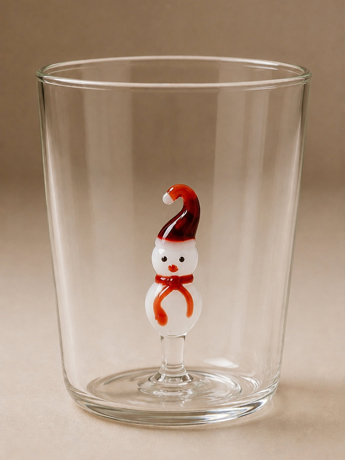 Set de 4 Vasos de Cristal Navideños con Figuras en Relieve – 9 cm