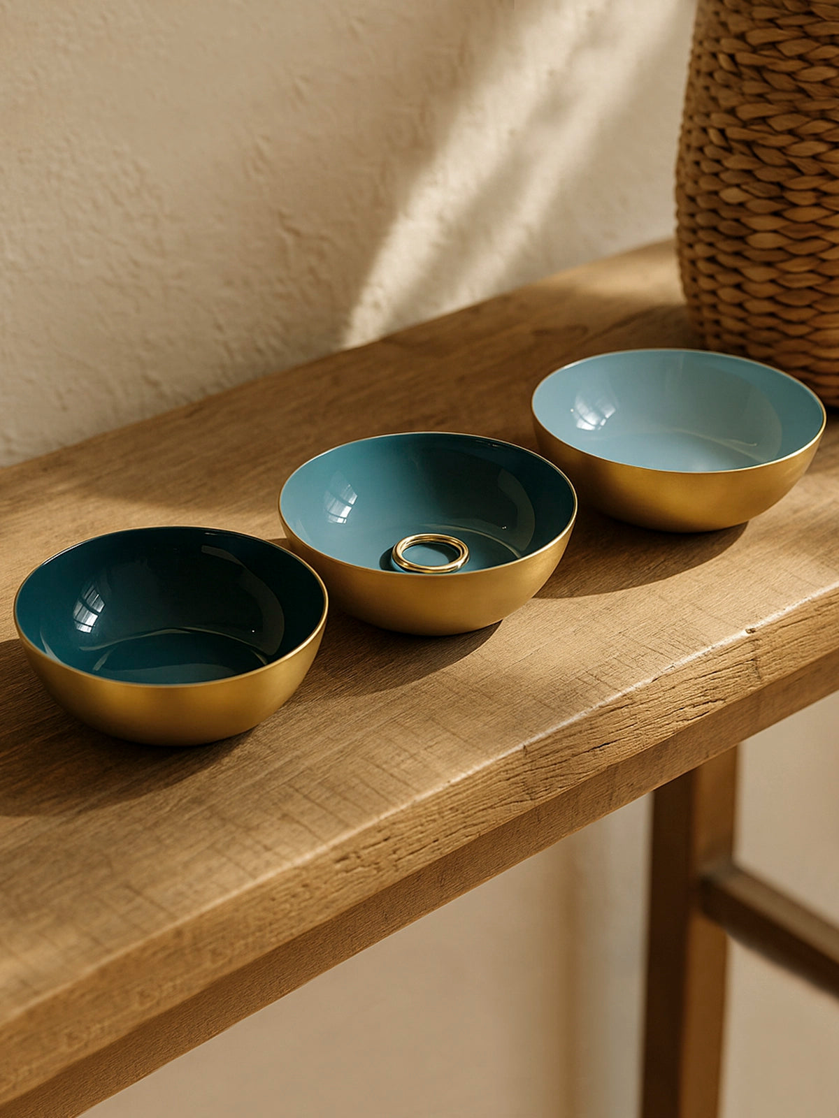 Bol Ocean de metal con base dorada