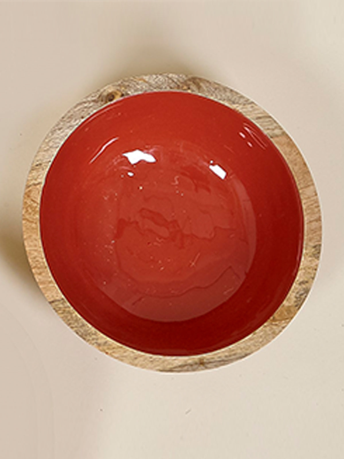 Bol Adriana madera de mango en verde oliva y terracota