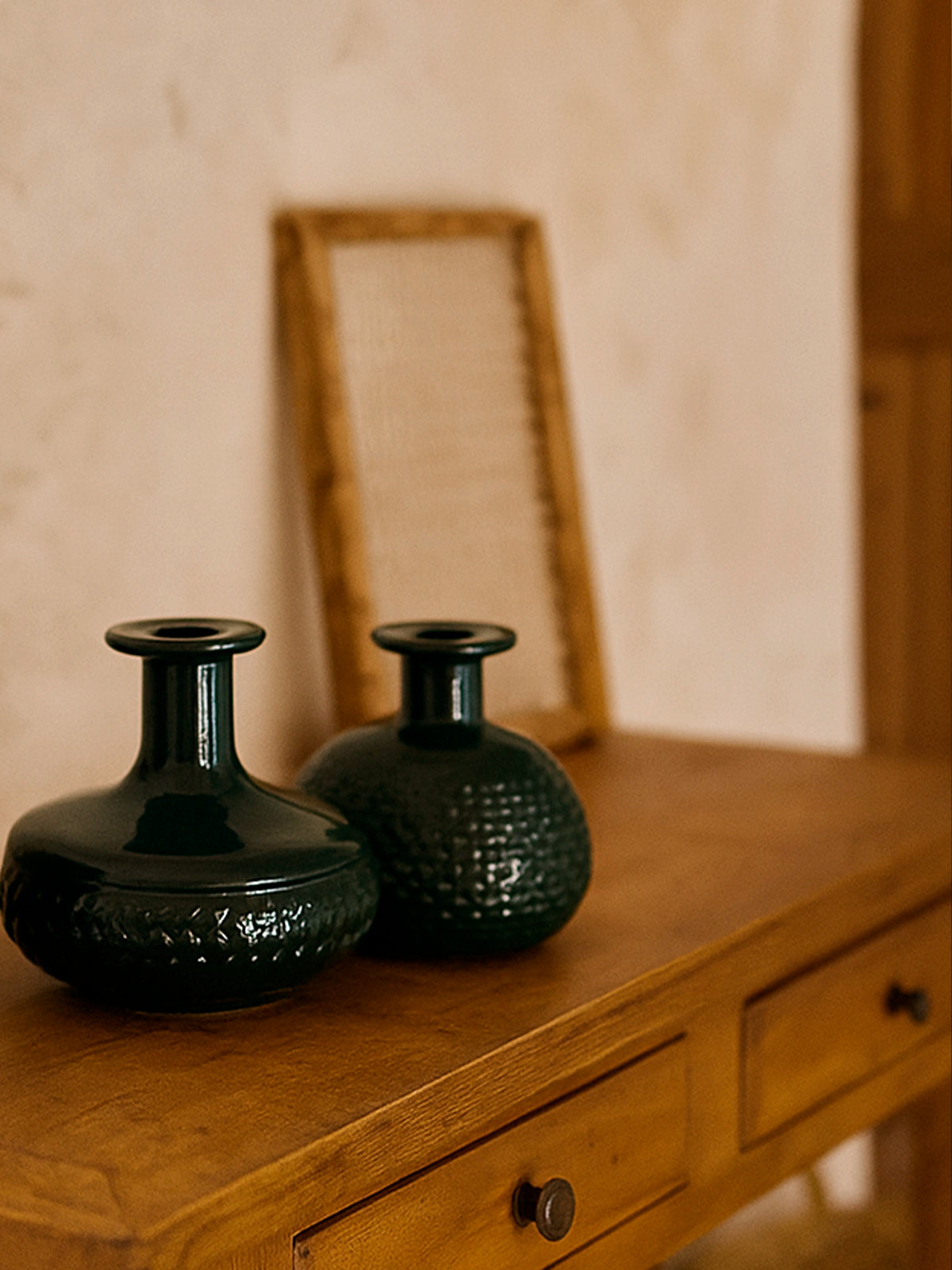 Juego de 3 botellitas Granada azul plomo de vidrio reciclado