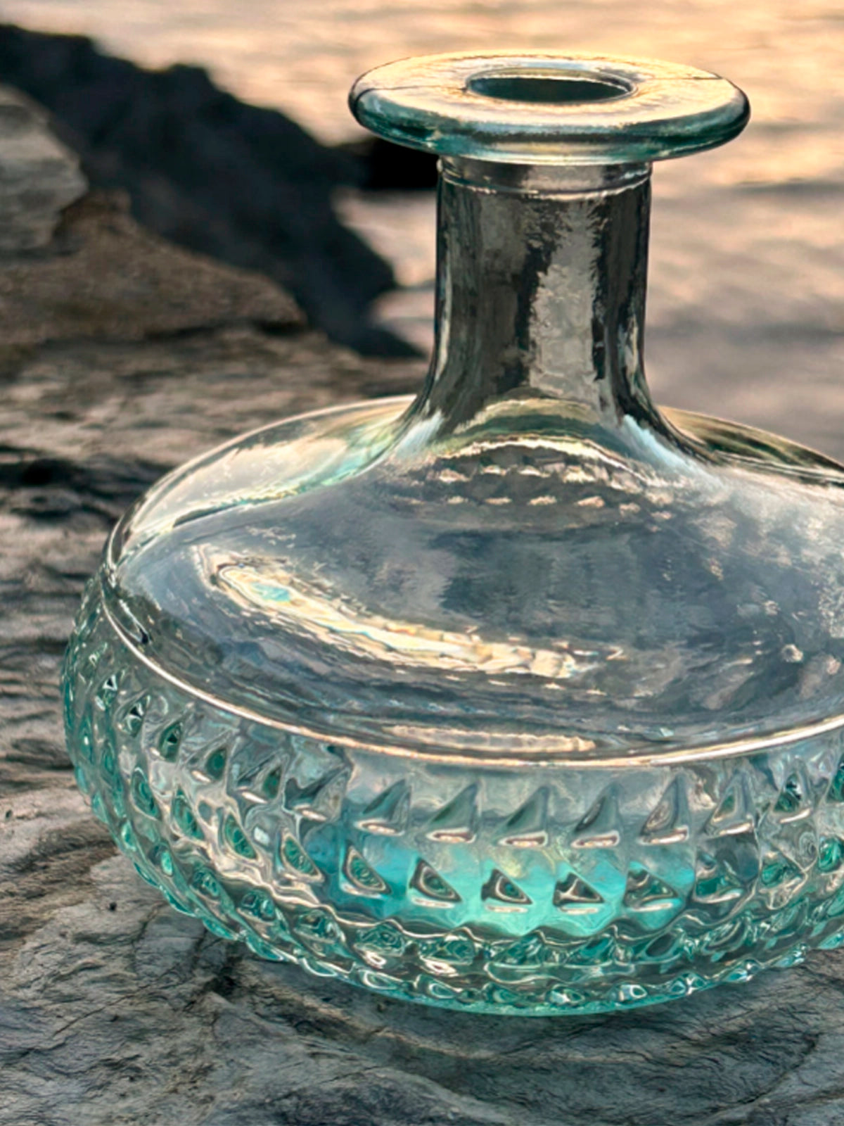 Juego de 3 botellitas Granada transparentes de vidrio reciclado