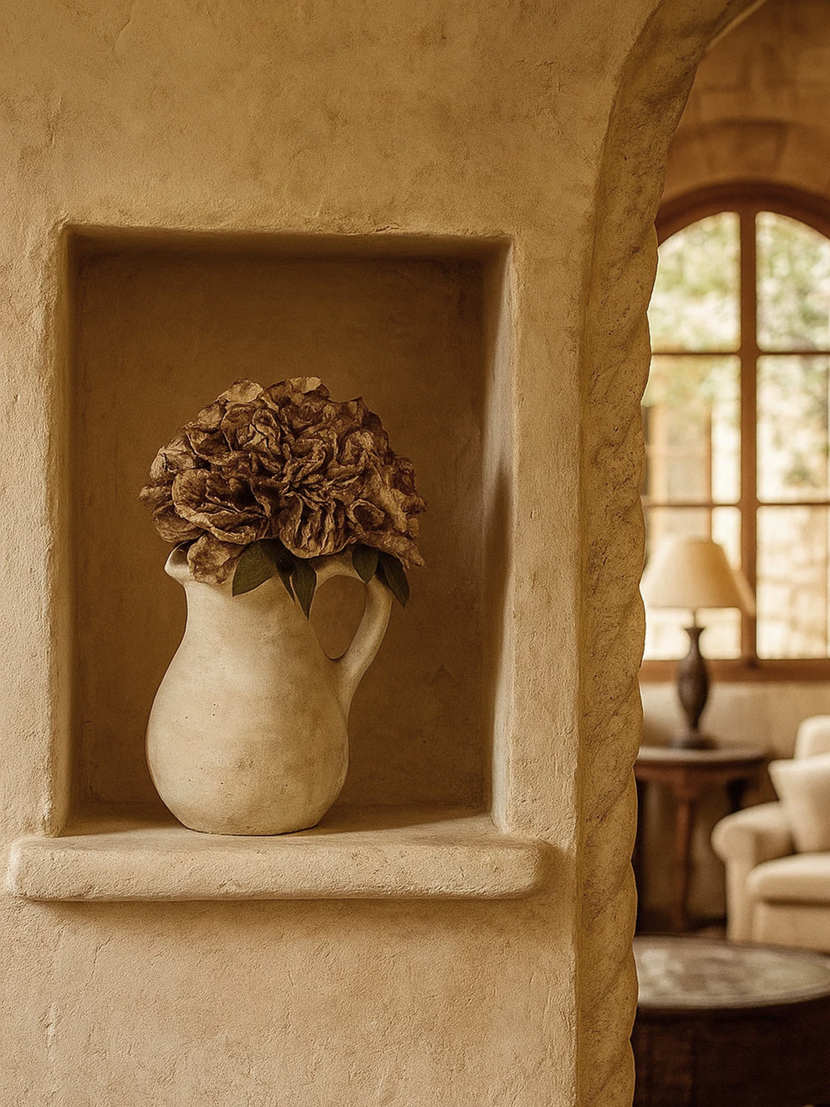 Bouquet de flores artificiales La Provence en color caramelo