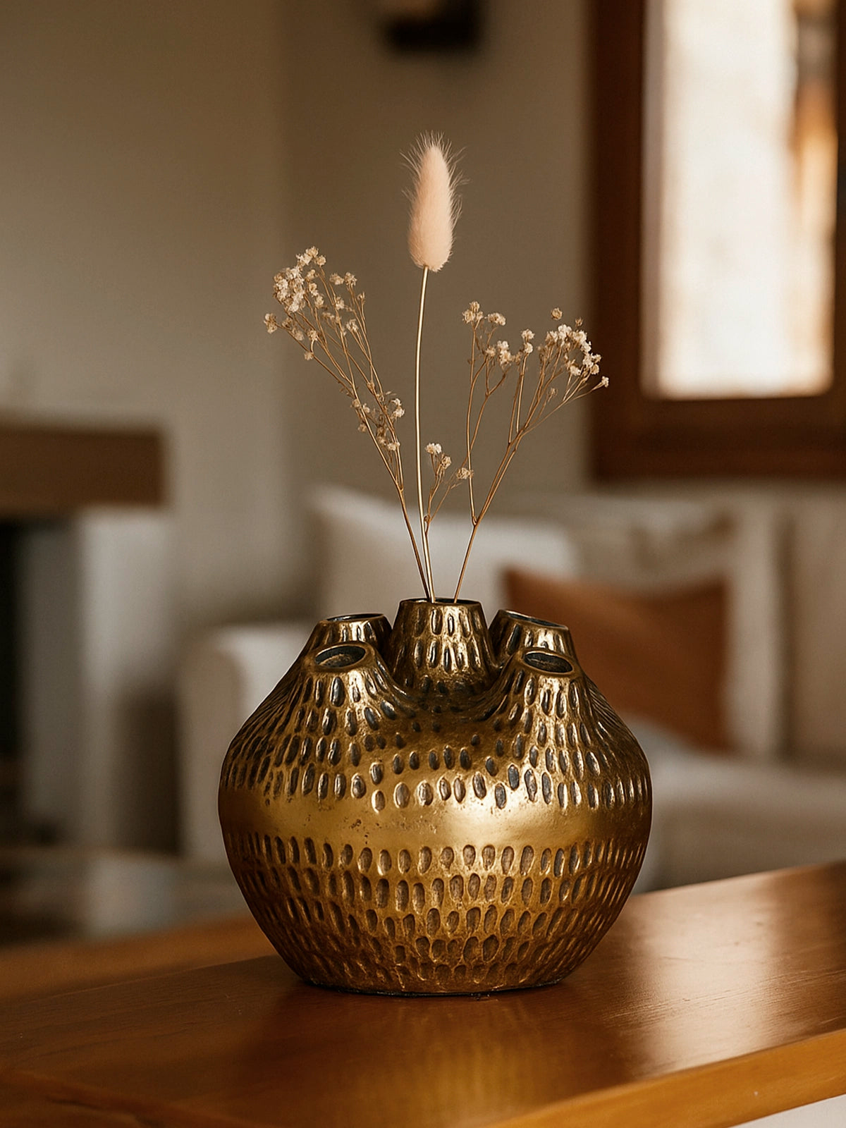 Jarrón coral antique doré