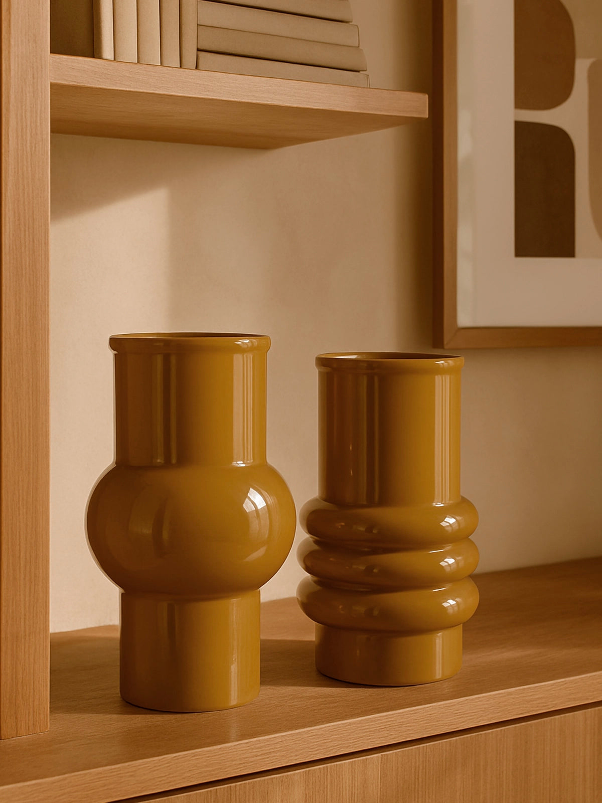 Jarron Amalfi Mostaza estilo seventies en vidrio reciclado