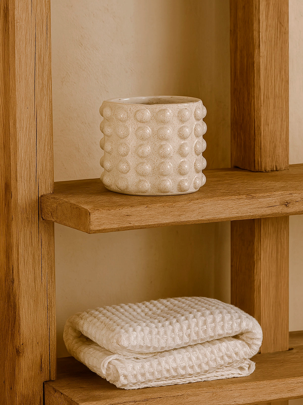 Macetero Tirreno de cerámica decorativo 13x12 cm — maceta artesanal en tonos neutros para plantas