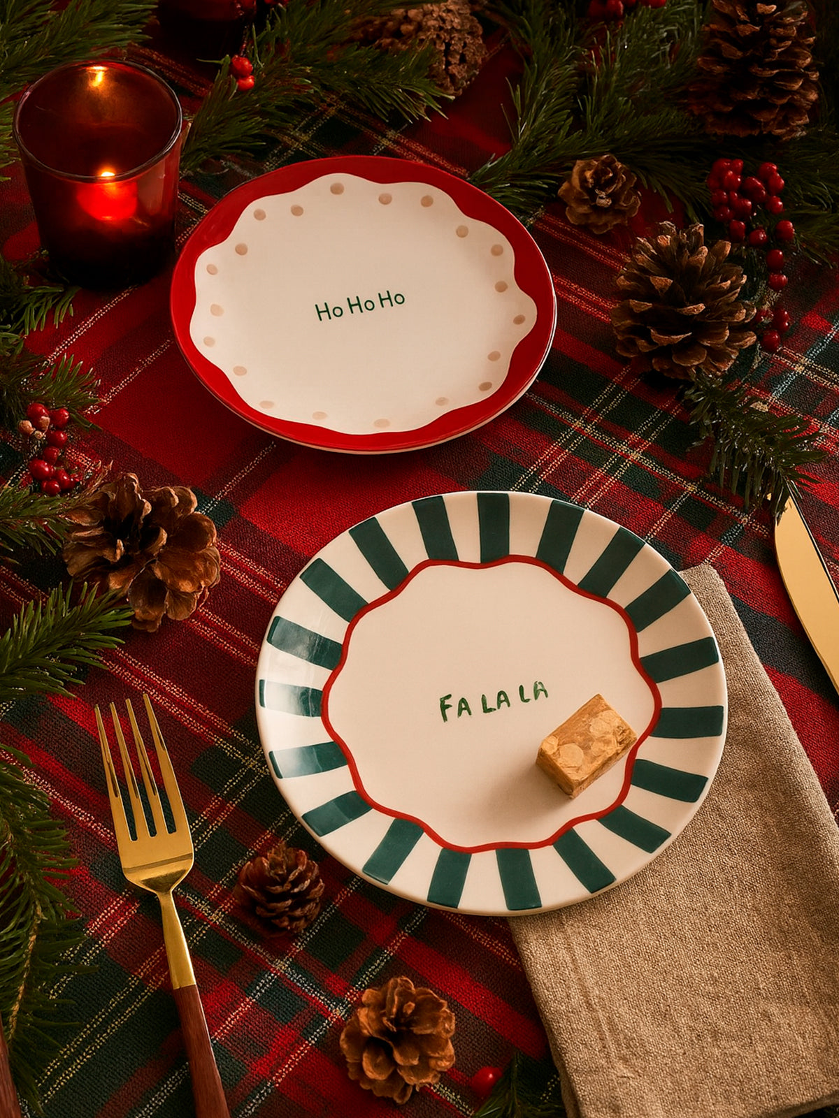 Plato de postre navideño candy