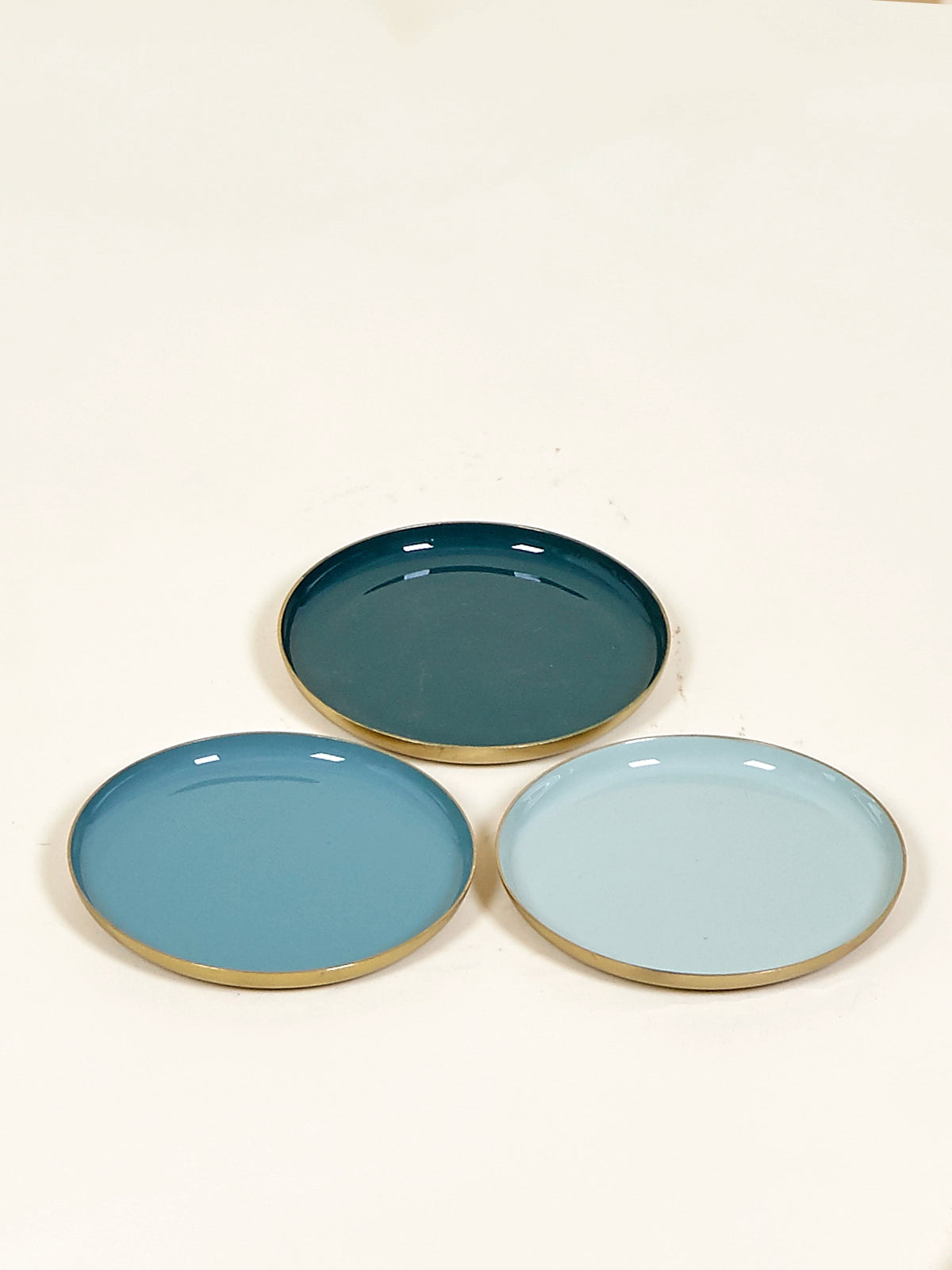 Bandeja Ocean redonda de metal con base dorada