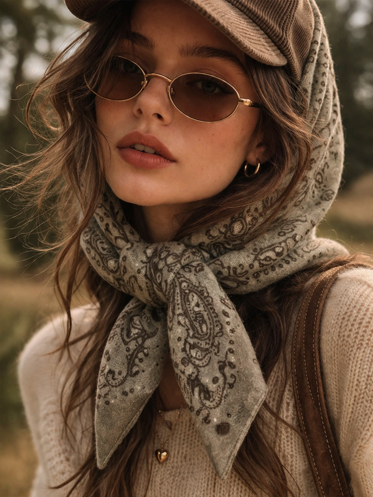 Bandana XXL Sahara Vison de cashmere 100% — pañuelo suave y elegante