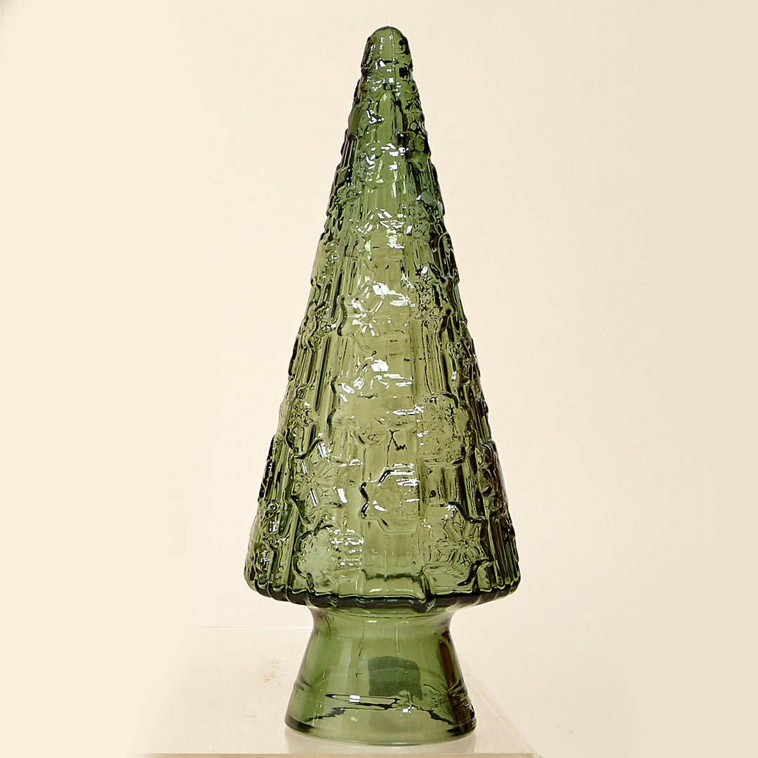 Árbol grabado vidrio 100% reciclado verde oliva