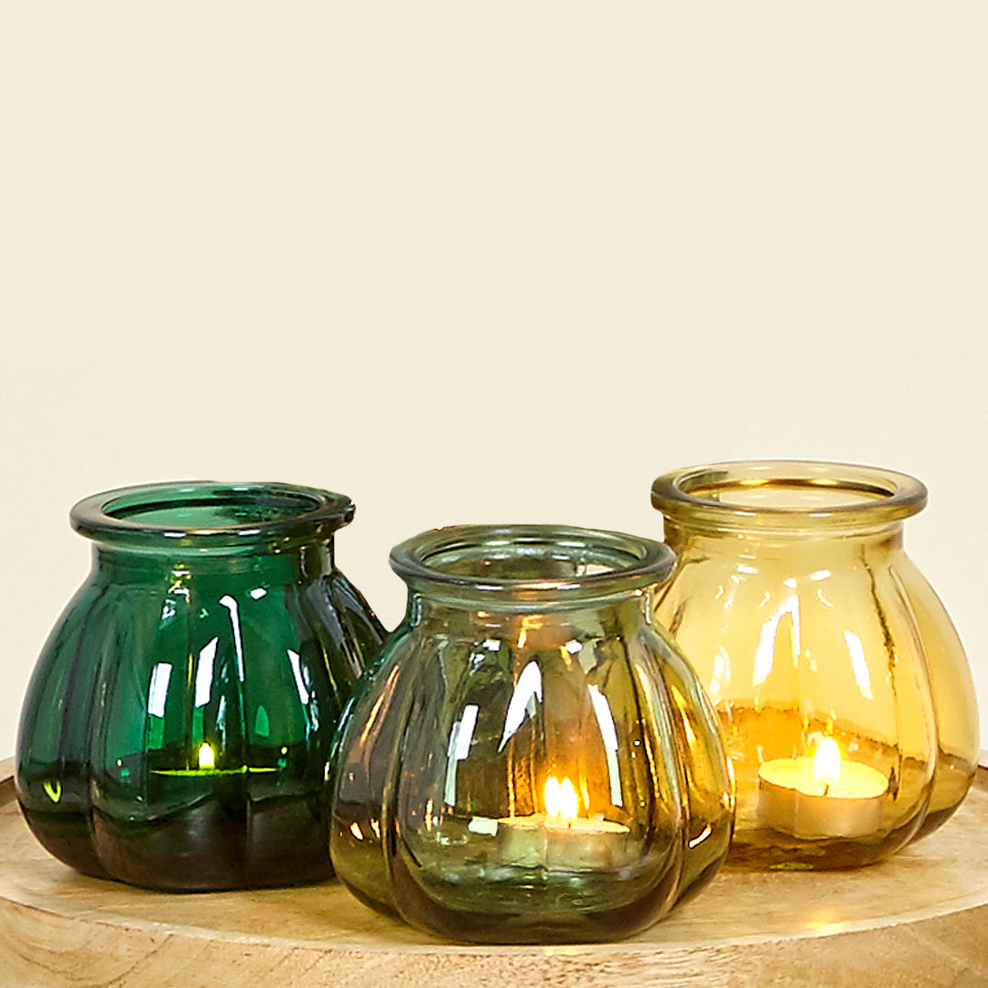 Juego de 3 candiles tulipa verdes