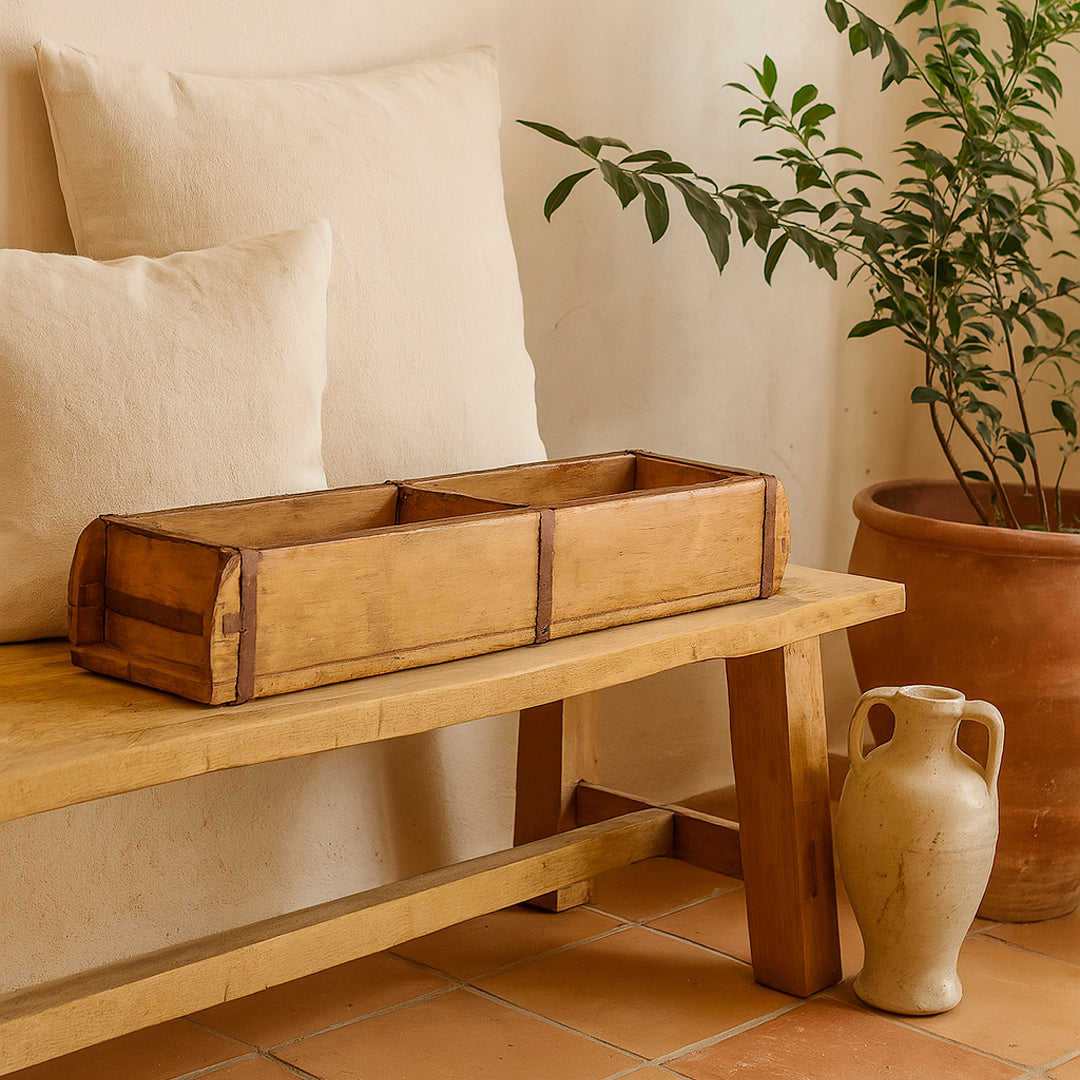 Cajón doble estantería de madera madera reciclada acabado antic