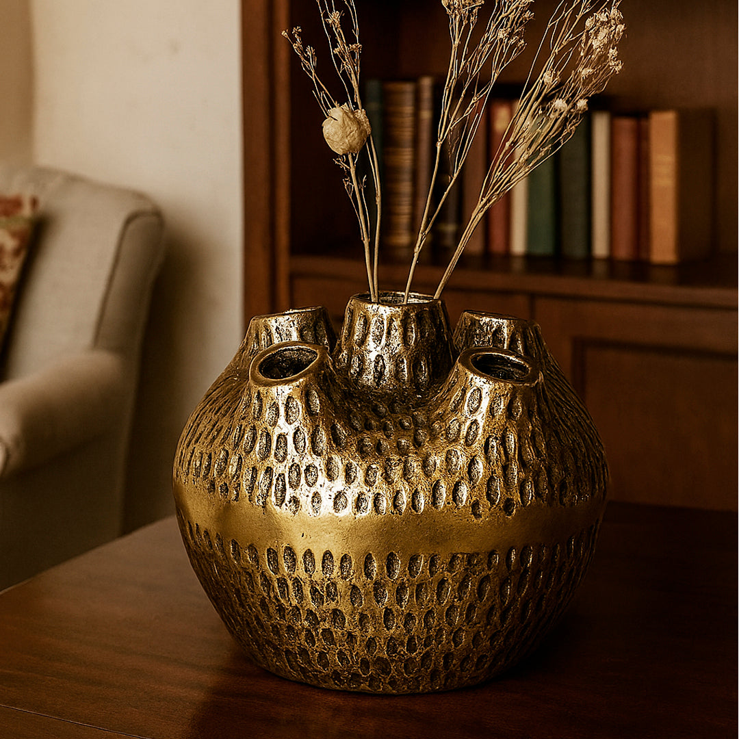 Jarrón coral antique doré