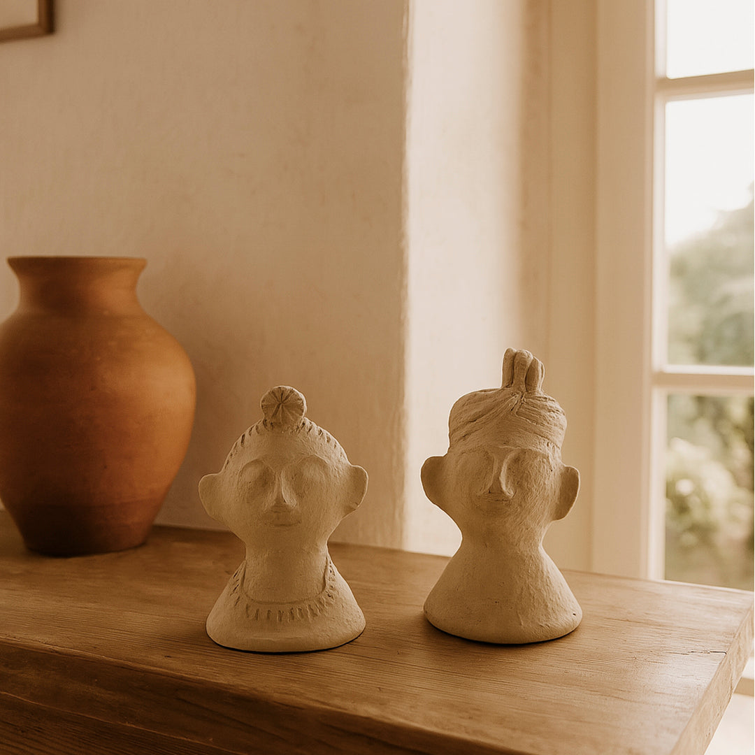 Juego de 2 figuras decorativas Maharani y Maharaja papel maché