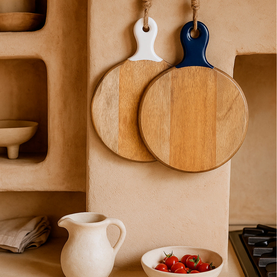 Tabla de cortar Portofina redonda grande madera de mango