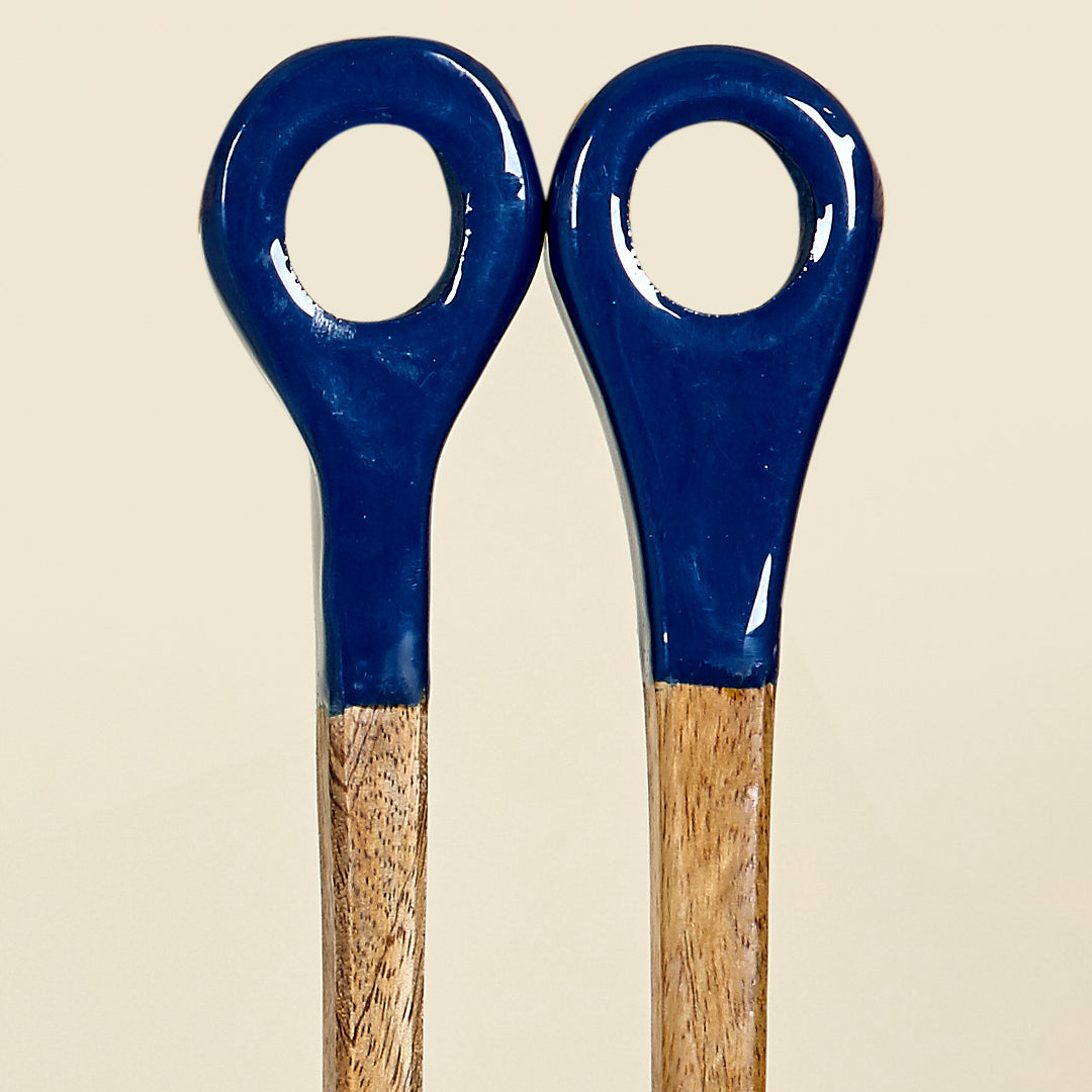 Set de 2 cubiertos Portofino azul marino madera de mango