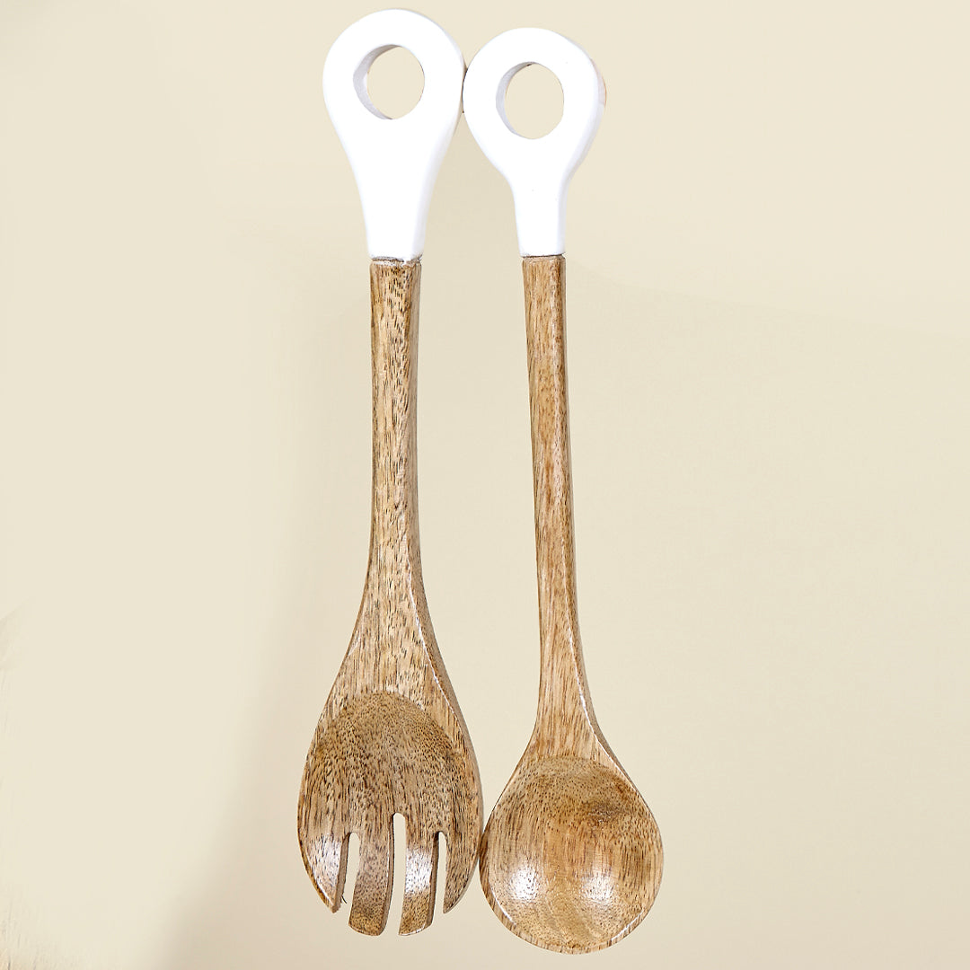 Set de 2 cubiertos Portofino blanco madera de mango