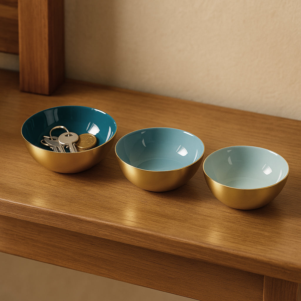 Bol Ocean de metal con base dorada