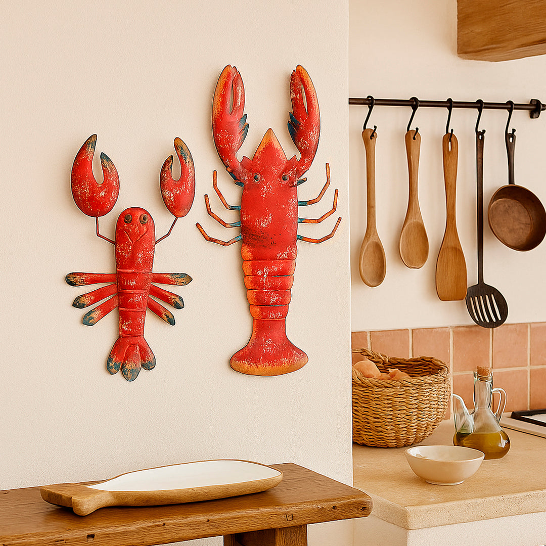 Figura langosta roja efecto vintage decoración pared