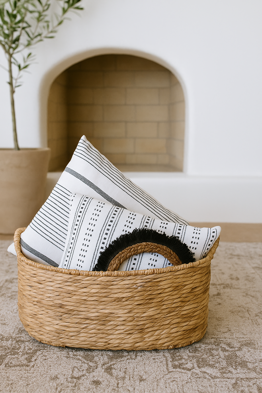 Cesta de mimbre perfecta para organizar el salón