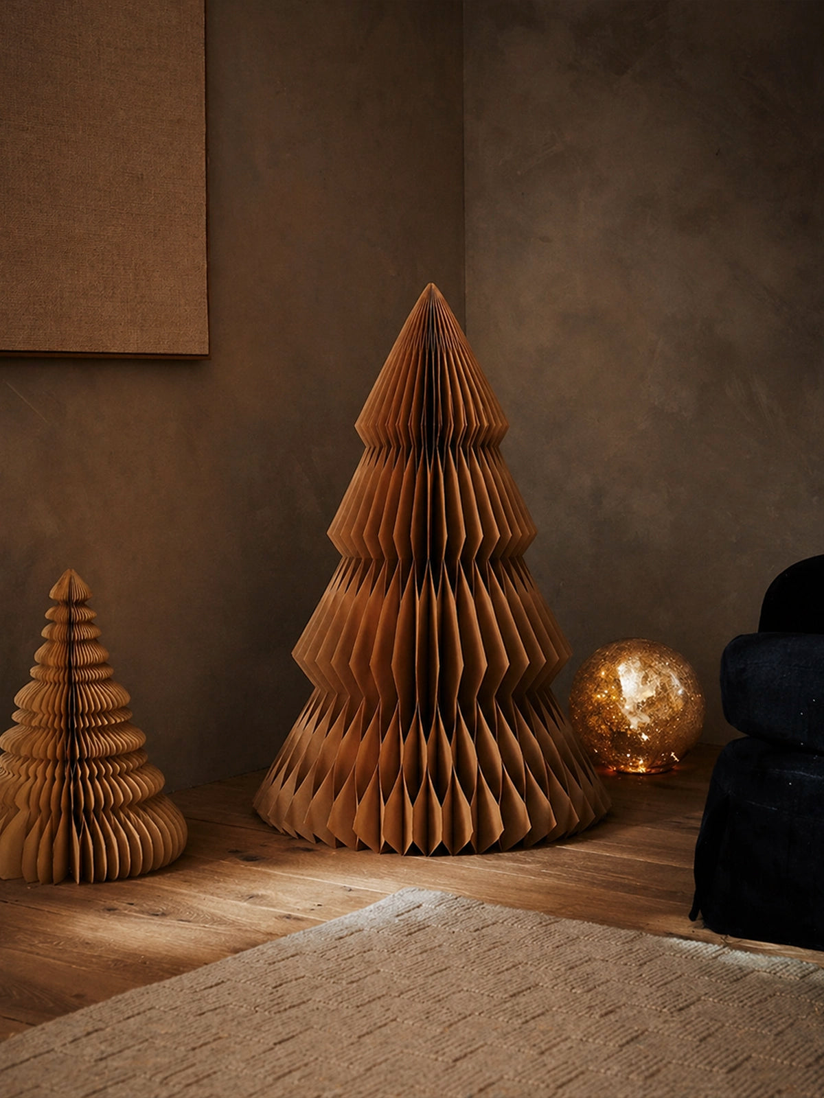 Árbol de Navidad de Papel FSC Marrón Caramelo – 152 cm