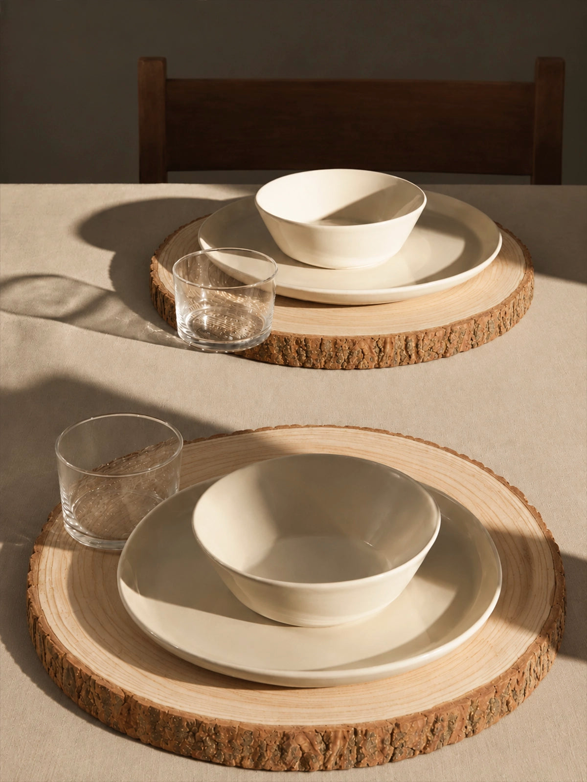 Bajoplato de Madera Natural en Forma de Tronco – Ø30 cm