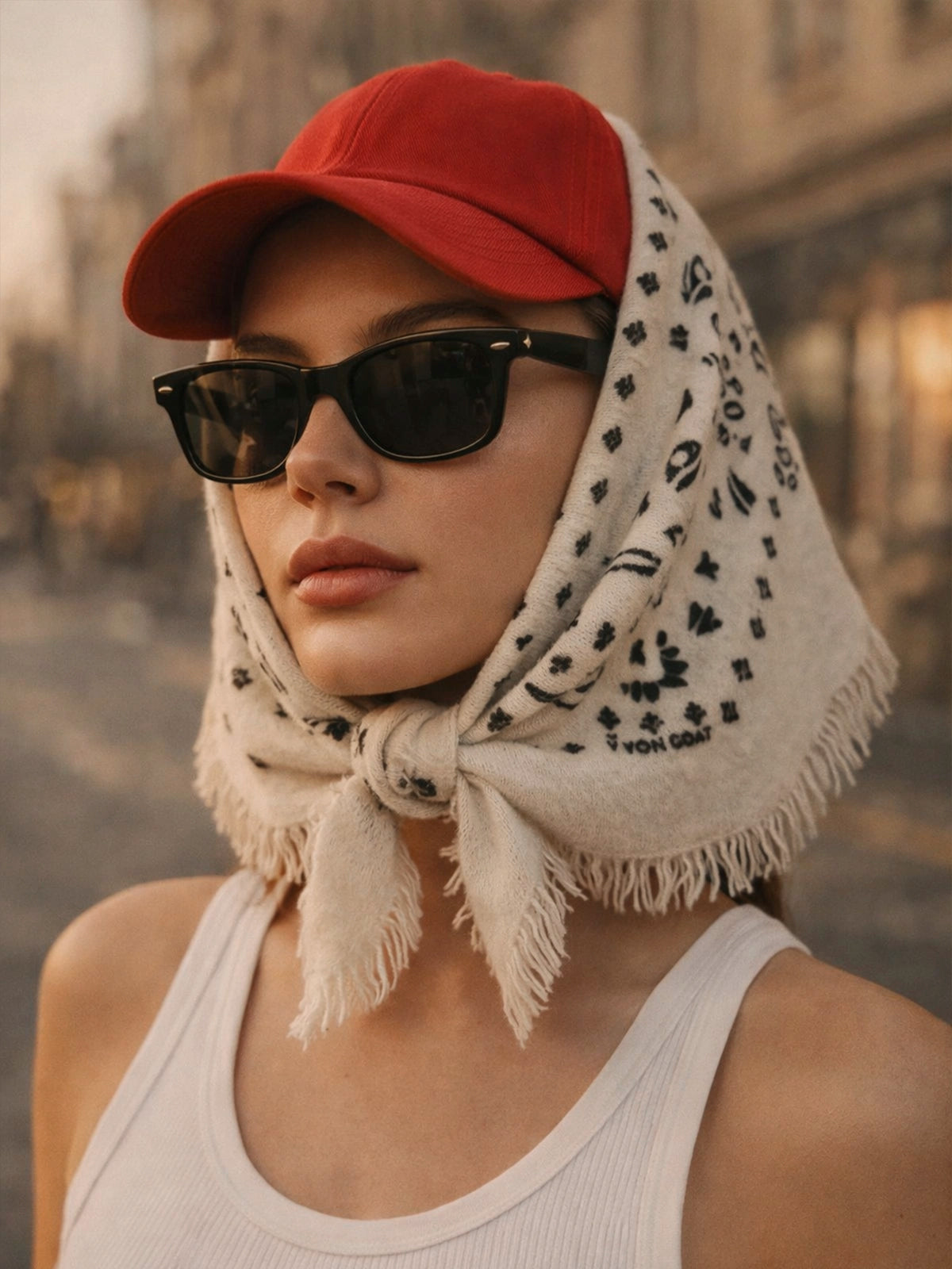 Bandana XXL Sahara Ivory de cashmere 100% — pañuelo suave y elegante