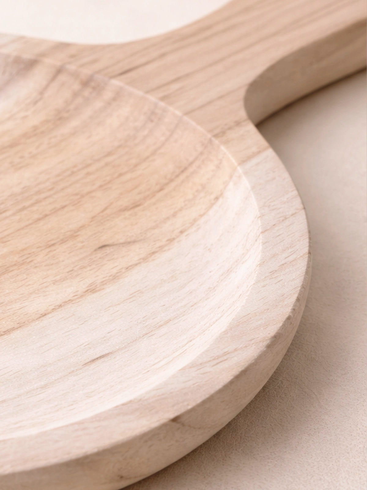 Bandeja Kale de Madera de Paulownia Natural con Asa | Bandeja Redonda Ligera para Servir y Decorar