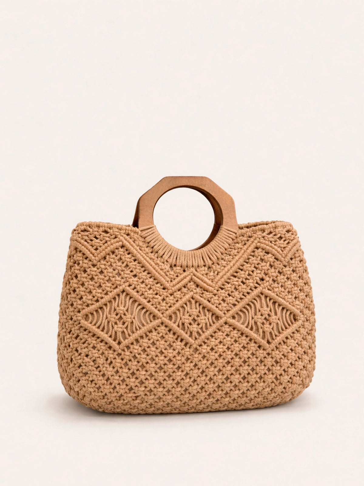 Bolso Nara crochet artesanal con asas de madera — bolso hecho a mano
