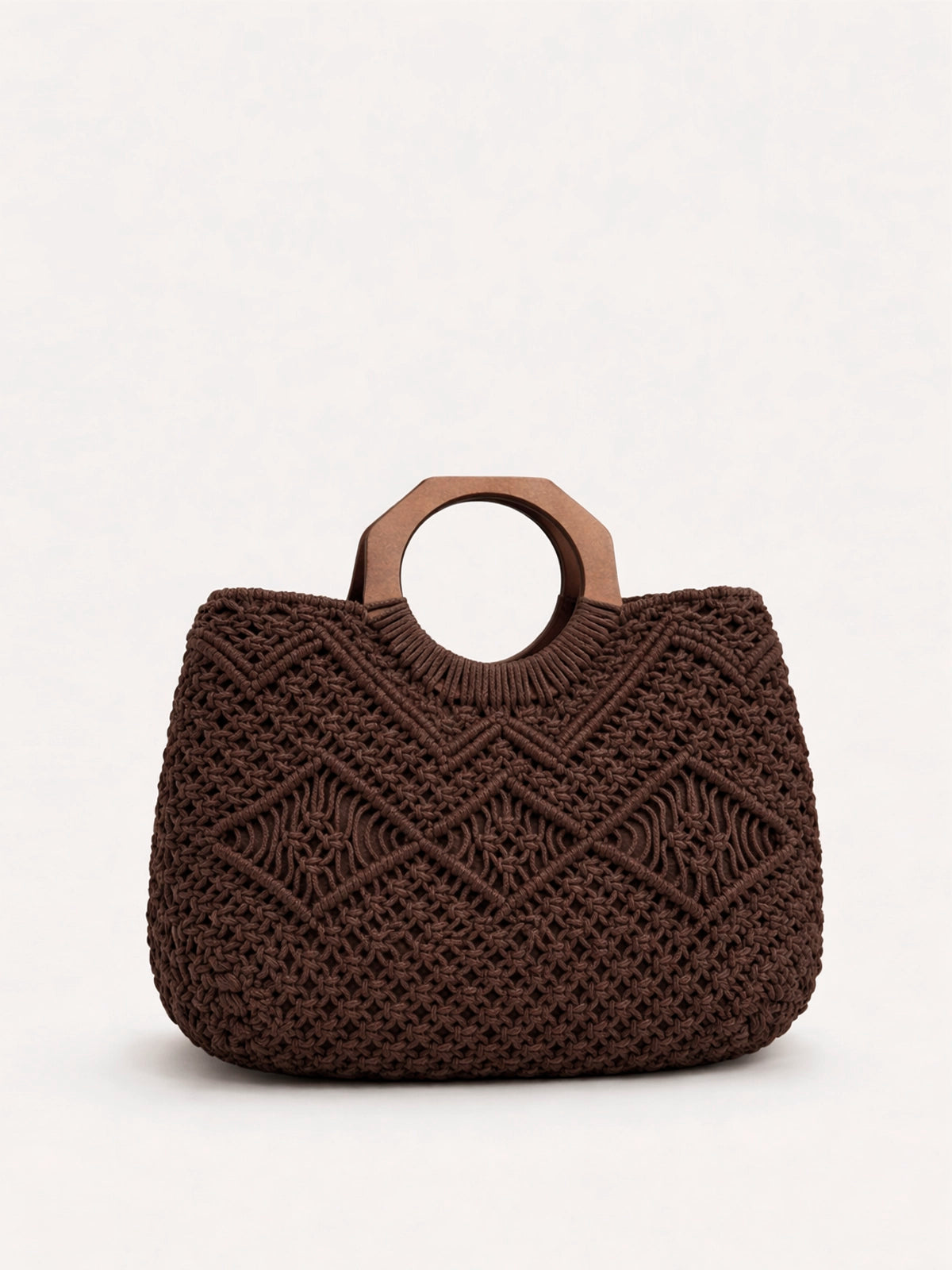 Bolso Nara crochet artesanal con asas de madera — bolso hecho a mano