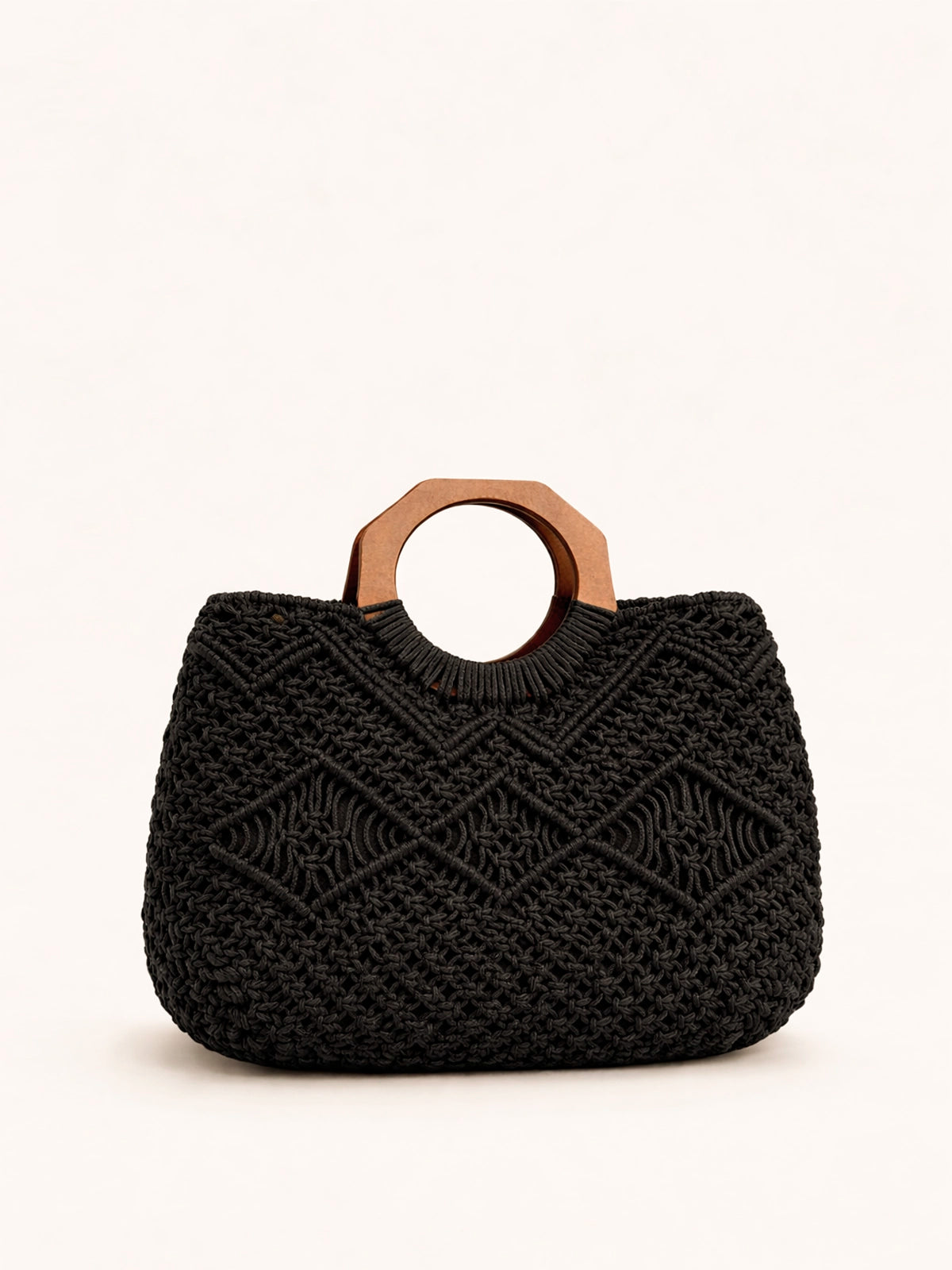 Bolso Nara crochet artesanal con asas de madera — bolso hecho a mano