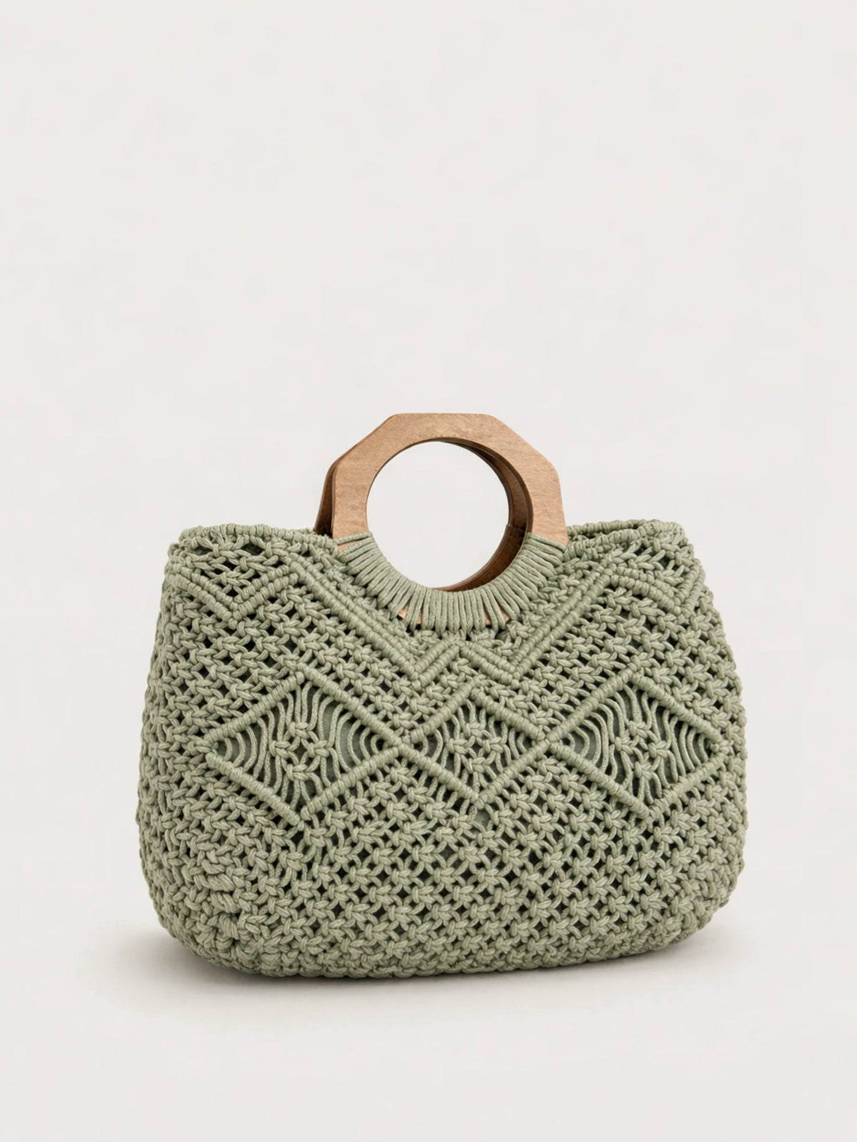 Bolso Nara crochet artesanal con asas de madera — bolso hecho a mano