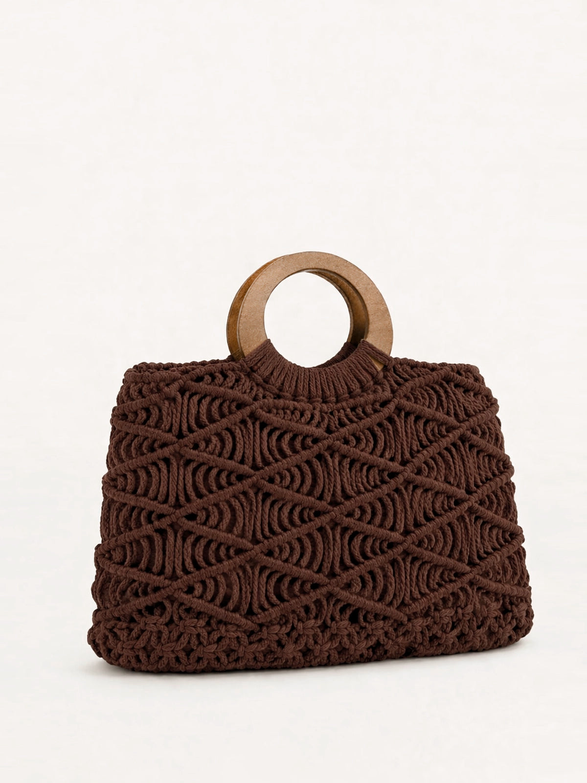 Bolso Bali de crochet artesanal con asas de madera — bolso hecho a mano