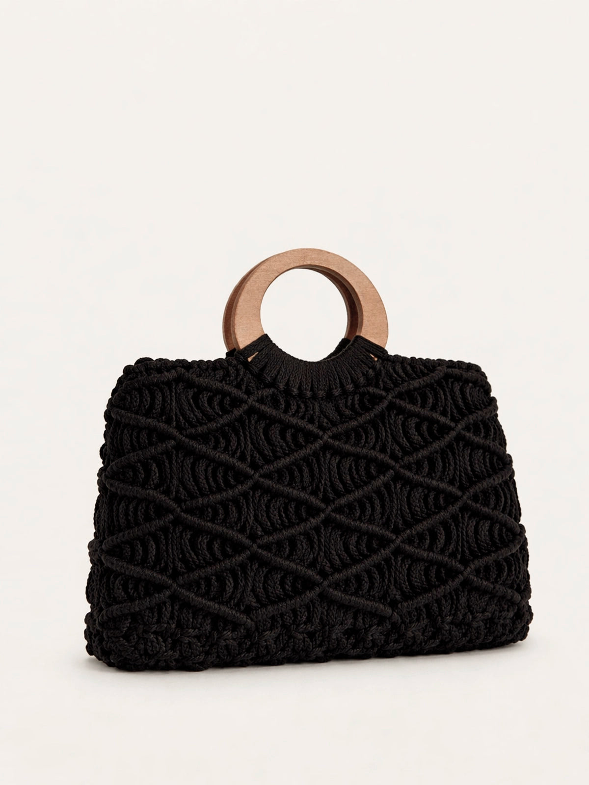 Bolso Bali de crochet artesanal con asas de madera — bolso hecho a mano