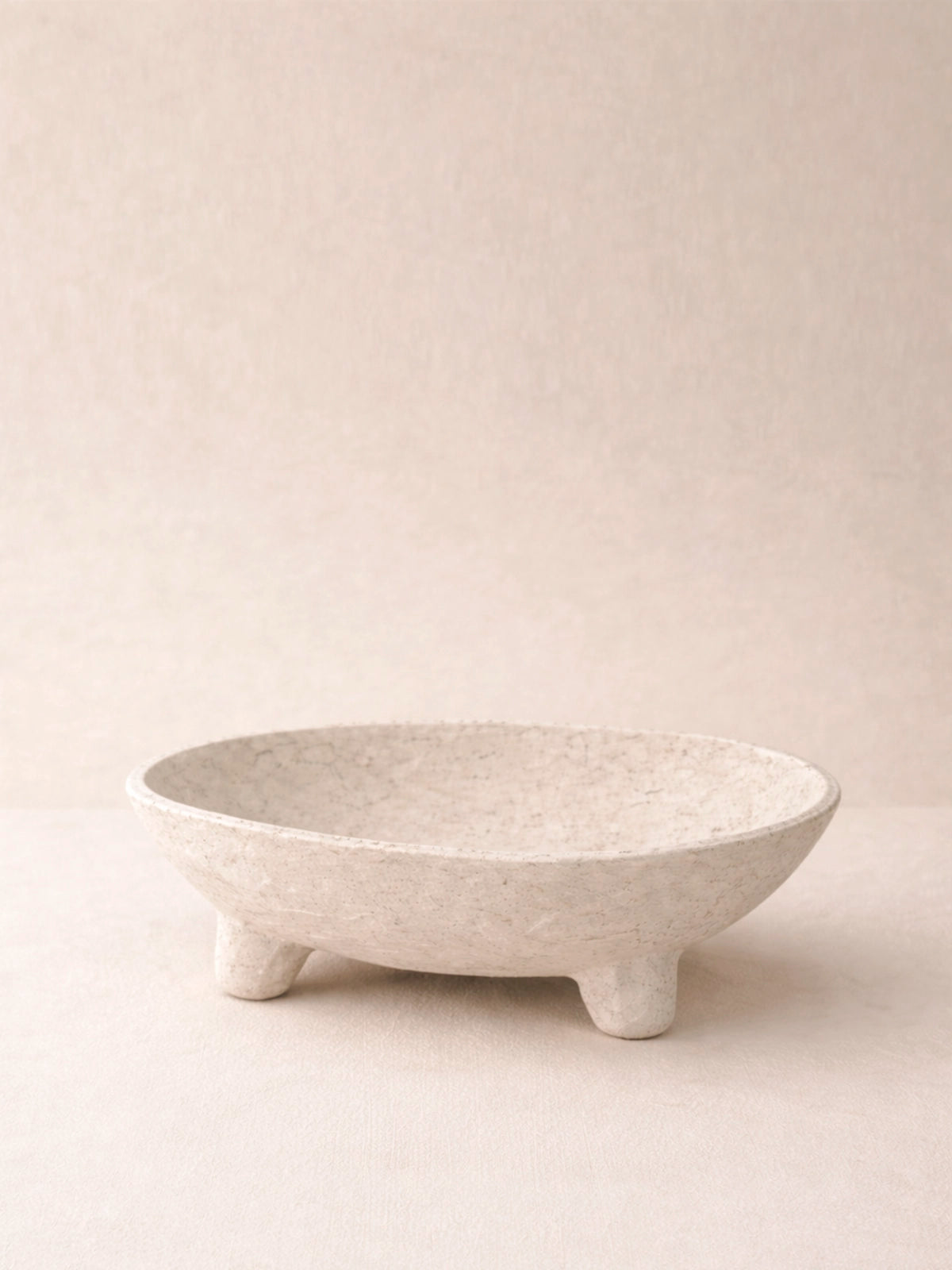 Centro Decorativo de Papel Maché Artesanal | Cuenco Blanco Texturizado Estilo Mediterráneo