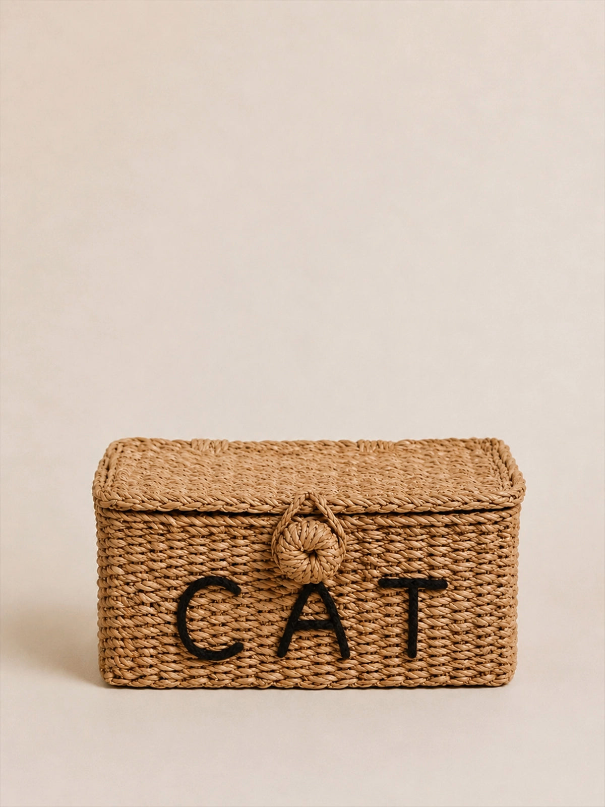 Cesta Cat rectangular con tapa de fibra natural