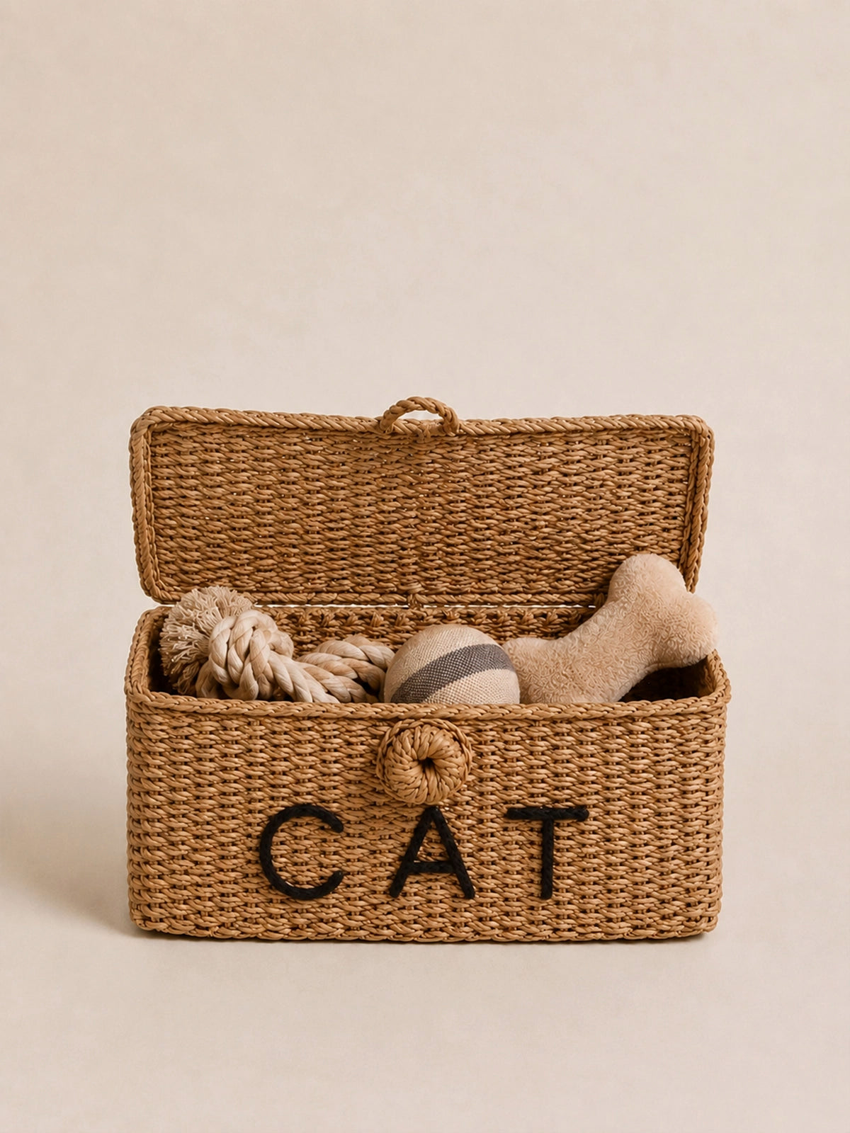 Cesta Cat rectangular con tapa de fibra natural