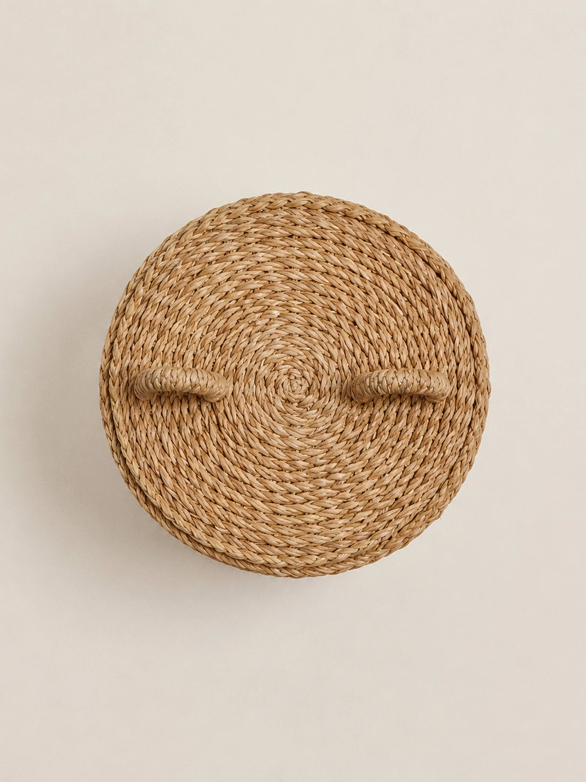Cesta Oso con tapa y asas de fibra natural Ø25 x H24 cm