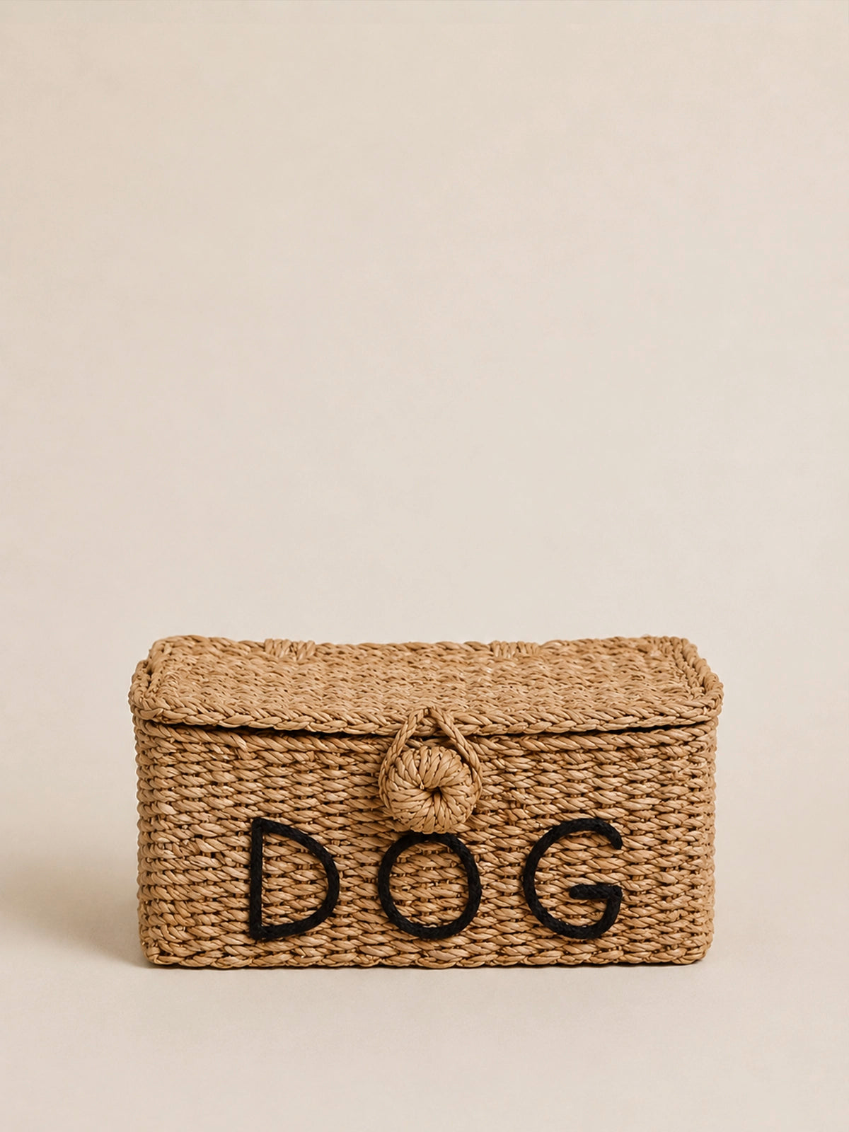 Cesta Dog rectangular con tapa de fibra natural