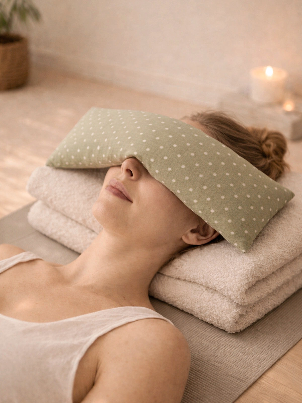 Cojín Calm de lavanda térmico — almohadilla relajante para cuello y ojos