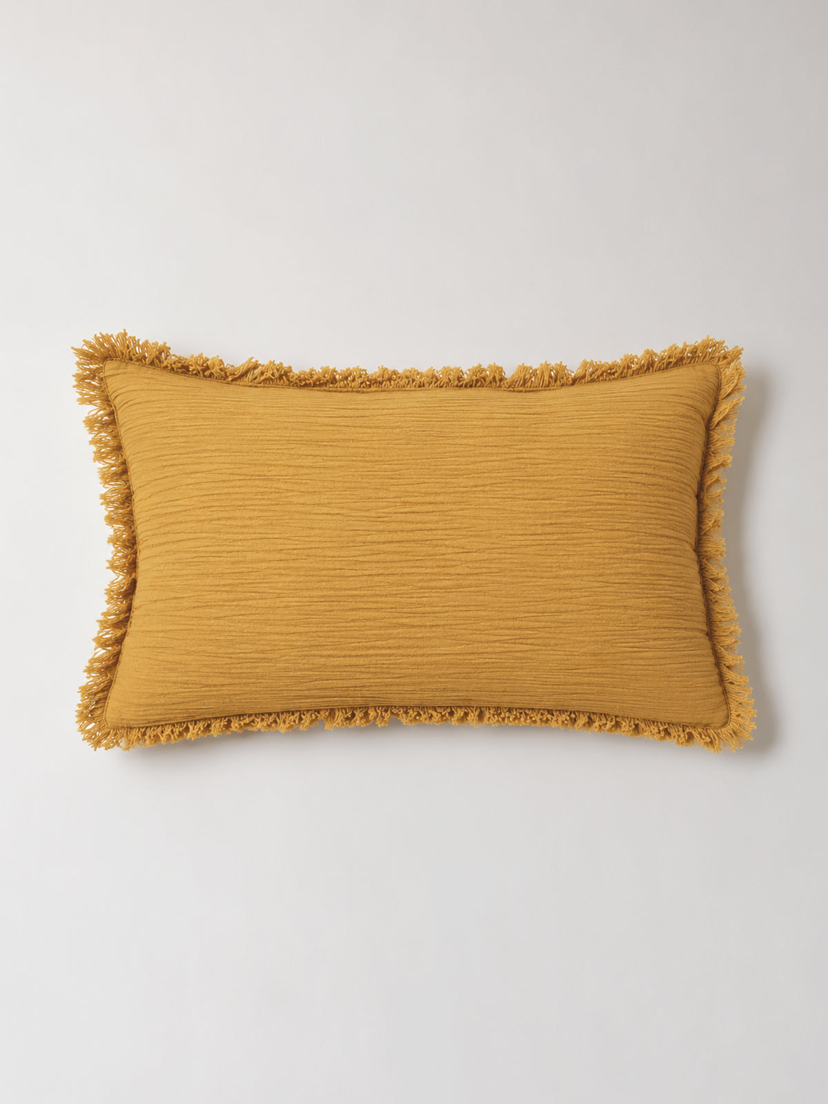 Funda de cojín de Bambula con Flecos 40x60 cm – Mostaza o Terracota