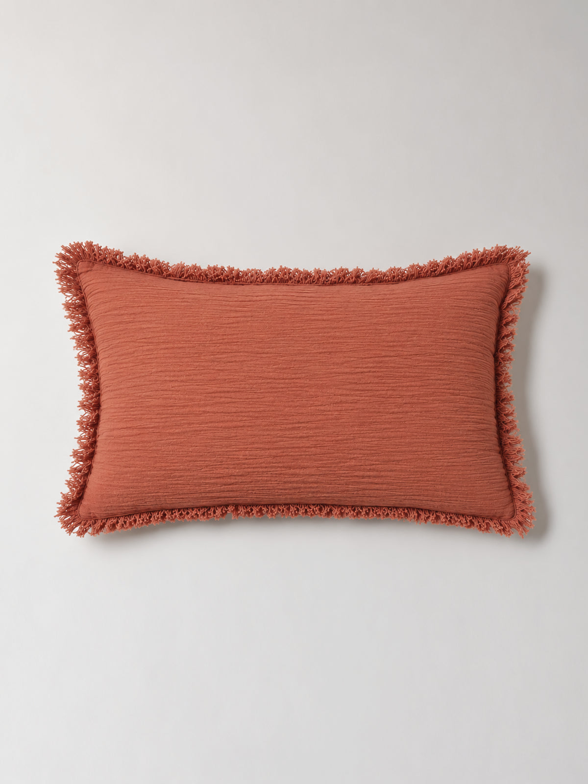 Funda de cojín de Bambula con Flecos 40x60 cm – Mostaza o Terracota