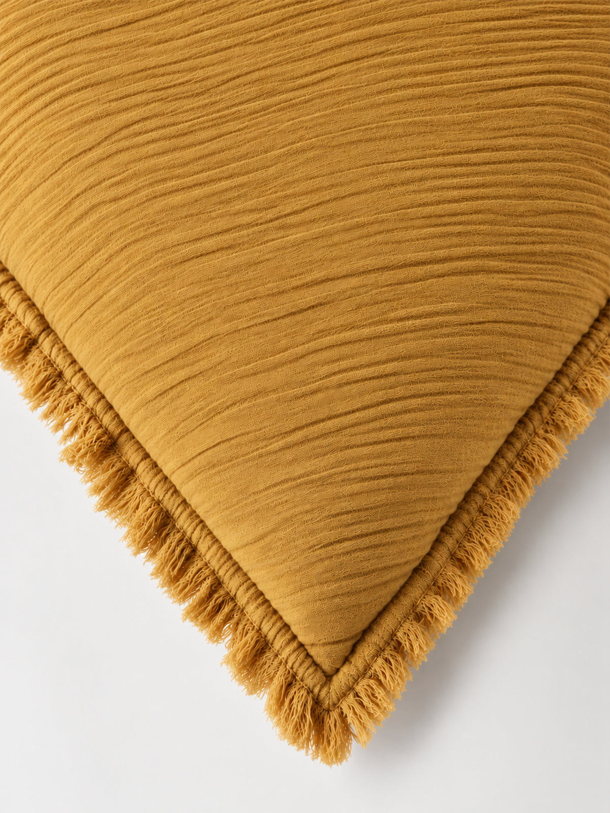 Funda de cojín de Bambula con Flecos 40x60 cm – Mostaza o Terracota