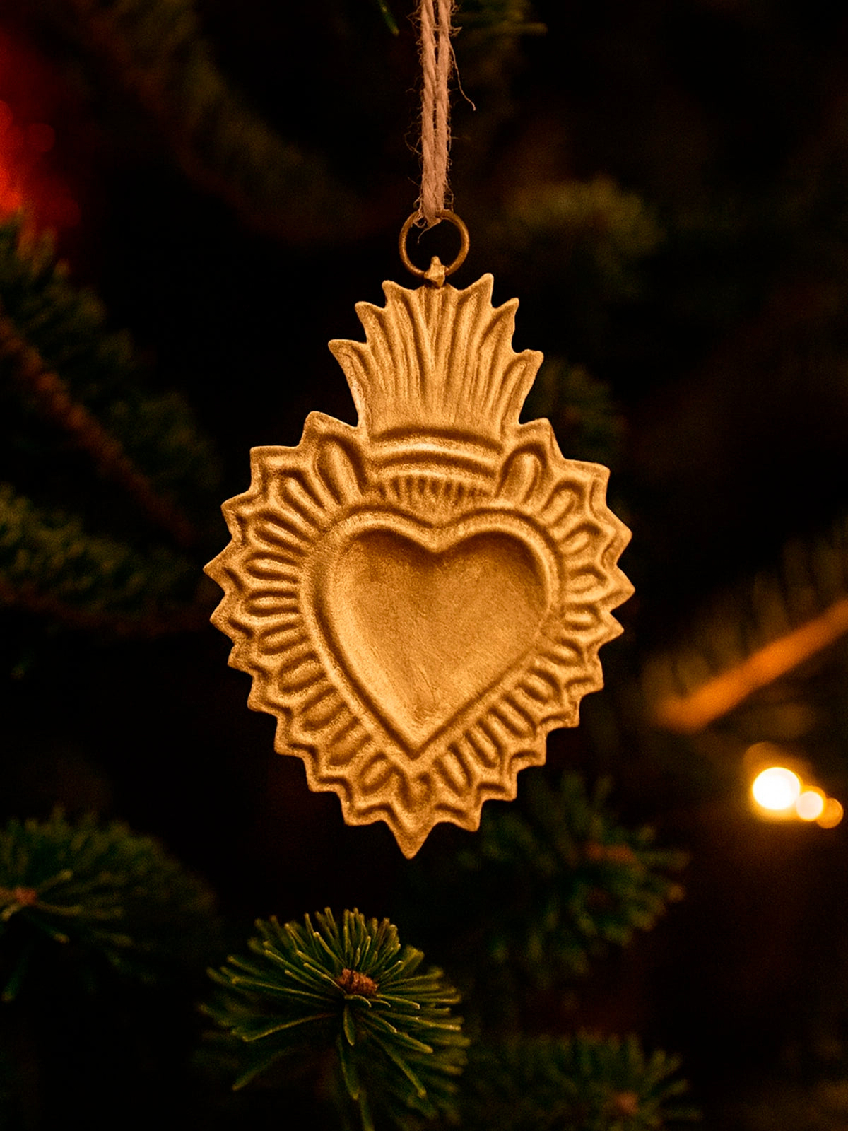 Colgante corazón con corona Exvoto dorado estilo vintage